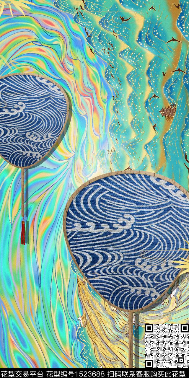 渐变花卉女装定位花数码印花华亿平台下载（图片编号: 1523688） - 瓦栏（Walan）