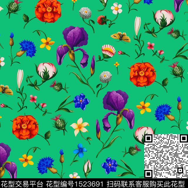 小碎花复古流行色数码印花华亿平台下载（图片编号: 1523691） - 瓦栏（Walan）