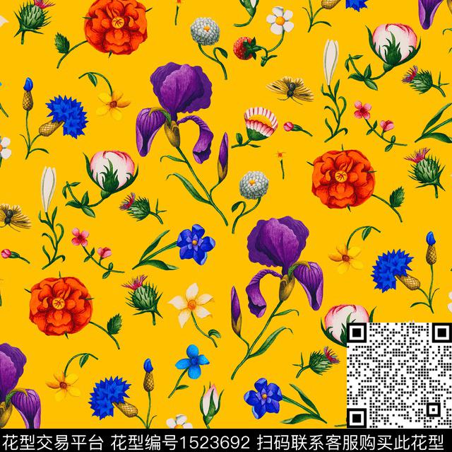 小碎花复古流行色数码印花华亿平台下载（图片编号: 1523692） - 瓦栏（Walan）