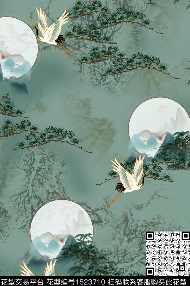 香云纱中国风中老年数码印花华亿平台下载（图片编号: 1523710） - 瓦栏（Walan）