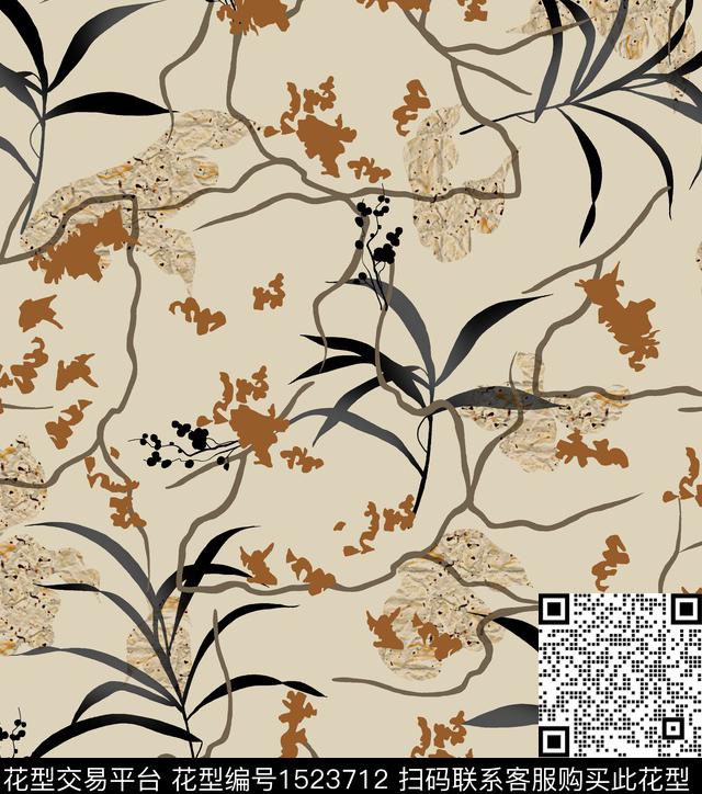 连衣裙女装花卉数码印花华亿平台下载（图片编号: 1523712） - 瓦栏（Walan）