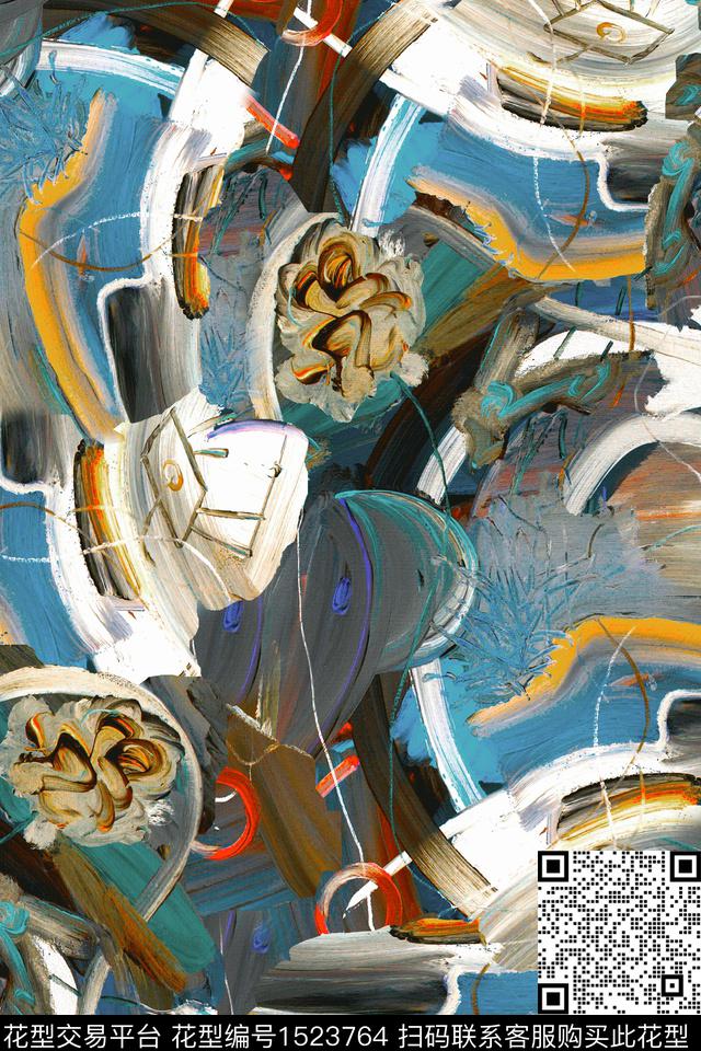抽象肌理华亿平台女装数码印花华亿平台下载（图片编号: 1523764） - 瓦栏（Walan）