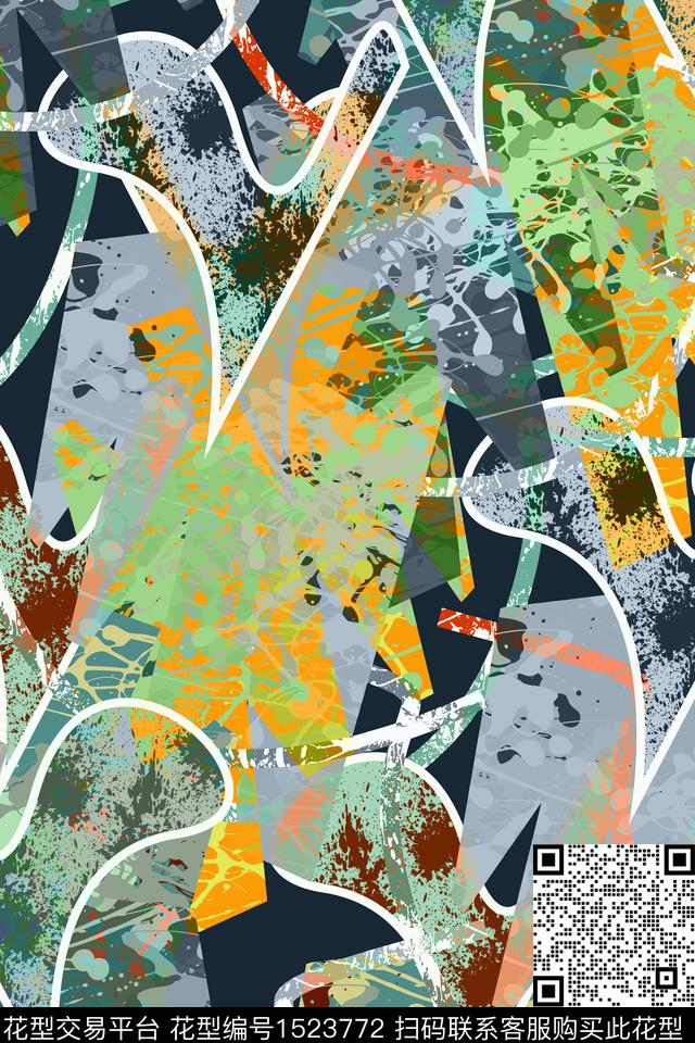 抽象男装户外家居服数码印花华亿平台下载（图片编号: 1523772） - 瓦栏（Walan）