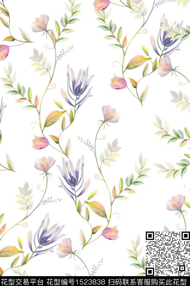 花卉小清新女装数码印花华亿平台下载（图片编号: 1523838） - 瓦栏（Walan）