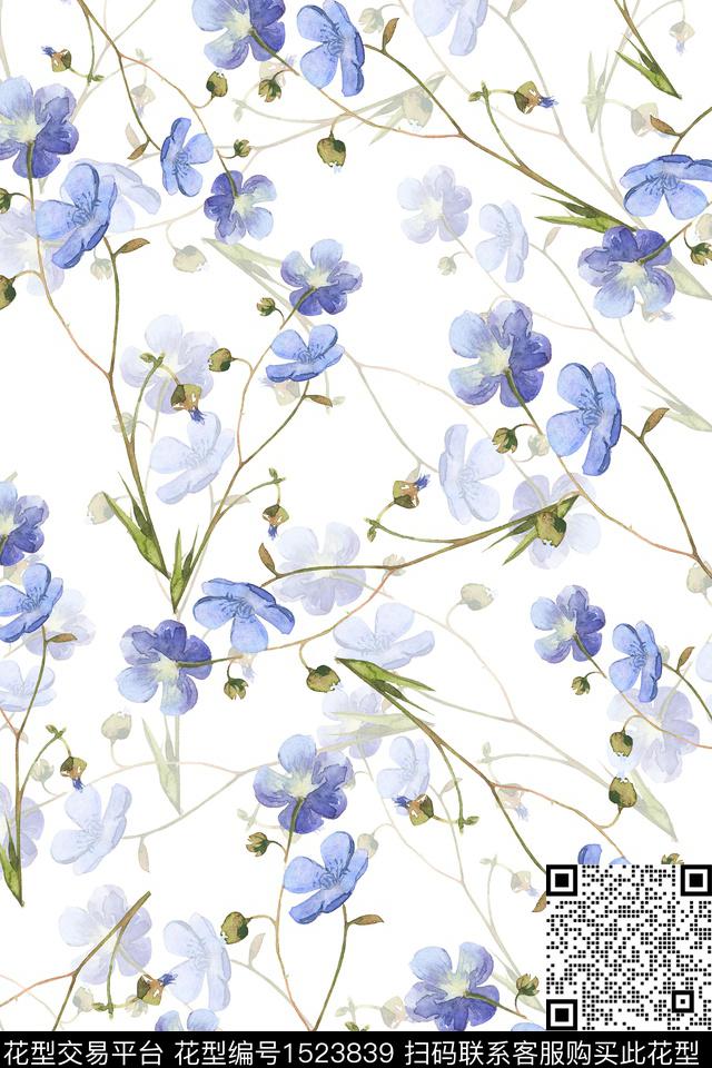 花卉小清新小碎花数码印花华亿平台下载（图片编号: 1523839） - 瓦栏（Walan）