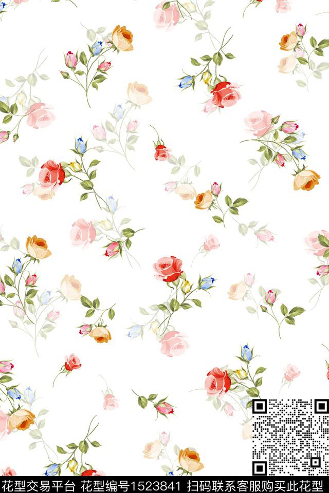 花卉小清新小碎花数码印花华亿平台下载（图片编号: 1523841） - 瓦栏（Walan）