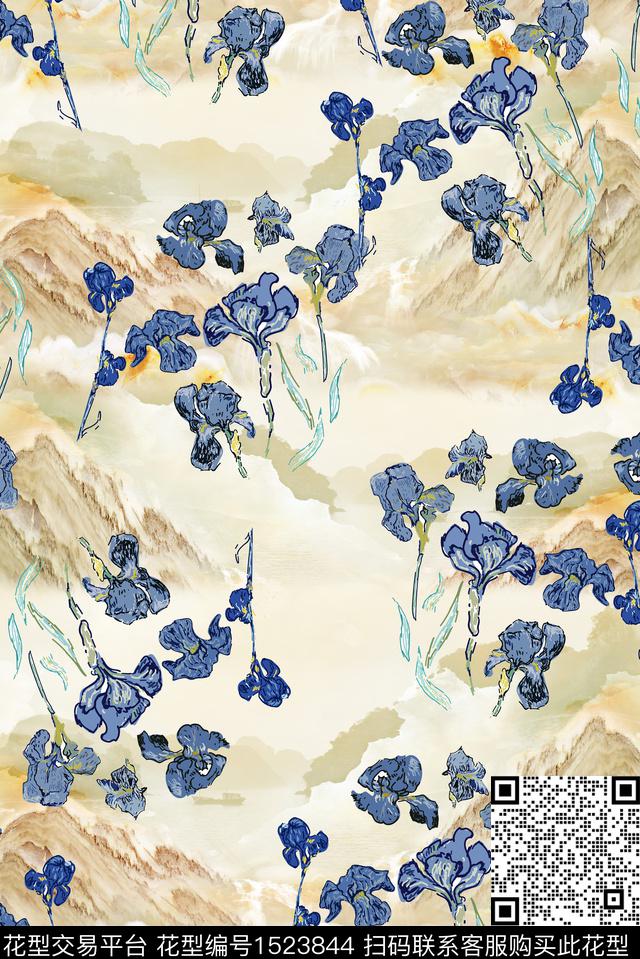 定位花花卉大牌风数码印花华亿平台下载（图片编号: 1523844） - 瓦栏（Walan）
