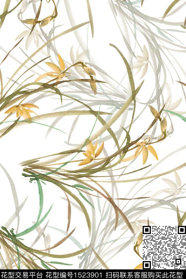 花卉大牌风小清新数码印花华亿平台下载（图片编号: 1523901） - 瓦栏（Walan）