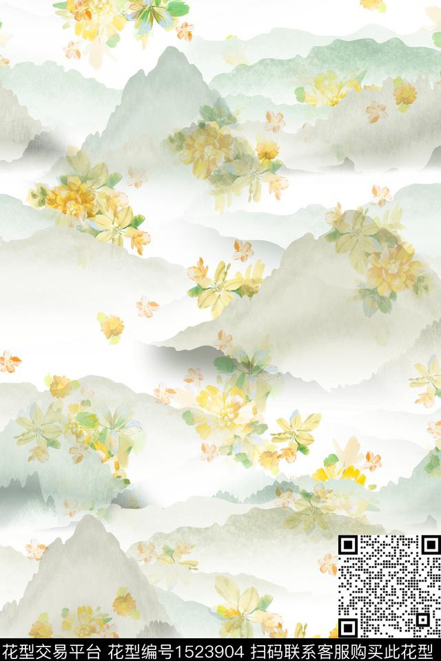 抽象花卉花卉大牌风数码印花华亿平台下载（图片编号: 1523904） - 瓦栏（Walan）