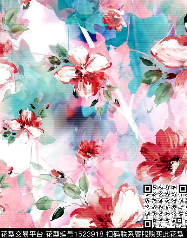 连衣裙女装花卉数码印花华亿平台下载（图片编号: 1523918） - 瓦栏（Walan）