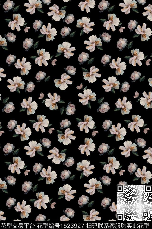 玉兰花写意茉莉花传统印花华亿平台下载（图片编号: 1523927） - 瓦栏（Walan）