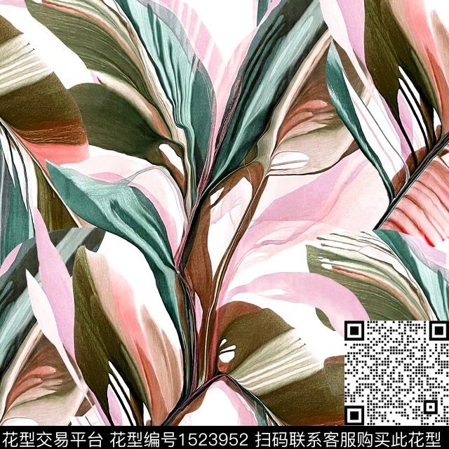 绿植树叶夏威夷风棕榈树数码印花华亿平台下载（图片编号: 1523952） - 瓦栏（Walan）