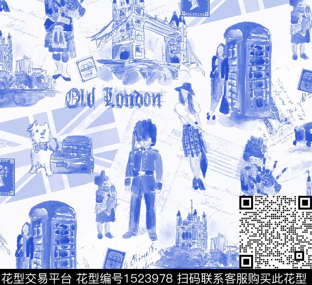 水彩趣味人物传统印花华亿平台下载（图片编号: 1523978） - 瓦栏（Walan）