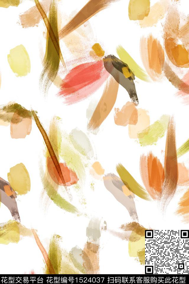 肌理抽象笔触数码印花华亿平台下载（图片编号: 1524037） - 瓦栏（Walan）