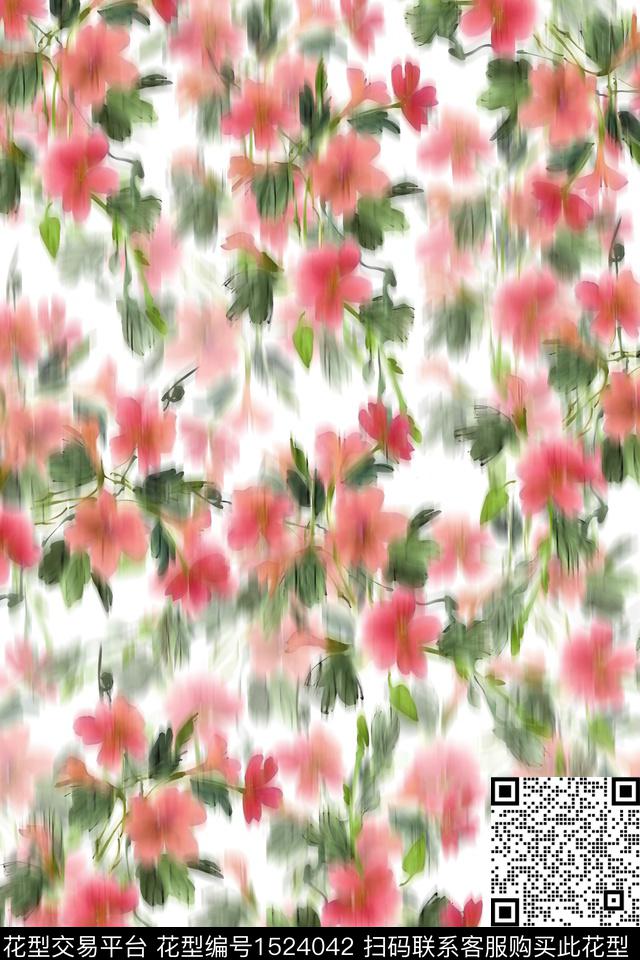 绿植树叶花卉小碎花数码印花华亿平台下载（图片编号: 1524042） - 瓦栏（Walan）