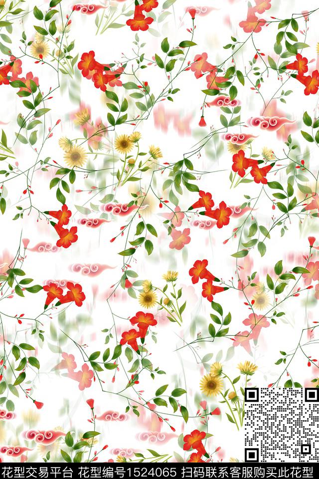 花卉朦胧小碎花数码印花华亿平台下载（图片编号: 1524065） - 瓦栏（Walan）