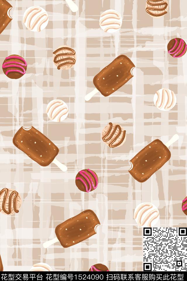 冰淇淋小清新趣味数码印花华亿平台下载（图片编号: 1524090） - 瓦栏（Walan）