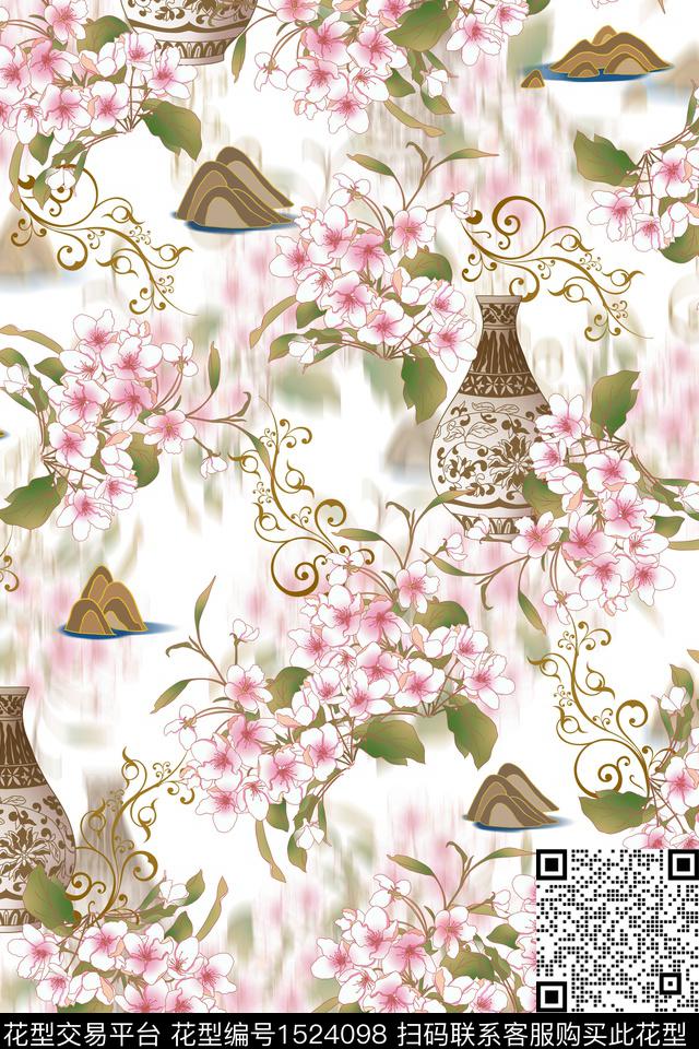 花卉大牌风大花数码印花华亿平台下载（图片编号: 1524098） - 瓦栏（Walan）