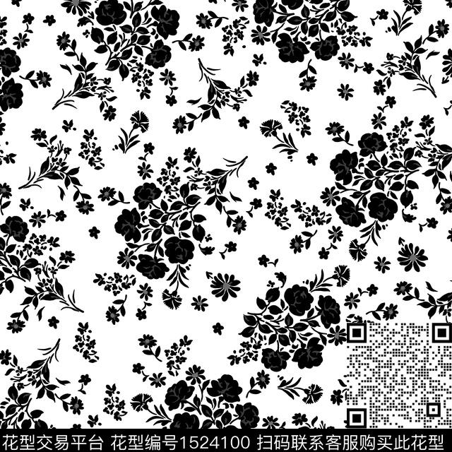 花卉大牌风小碎花数码印花华亿平台下载（图片编号: 1524100） - 瓦栏（Walan）