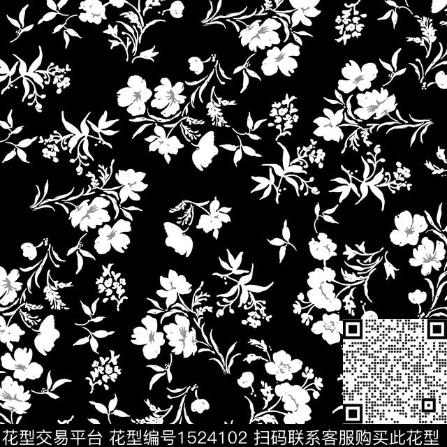 花卉大牌风小碎花数码印花华亿平台下载（图片编号: 1524102） - 瓦栏（Walan）