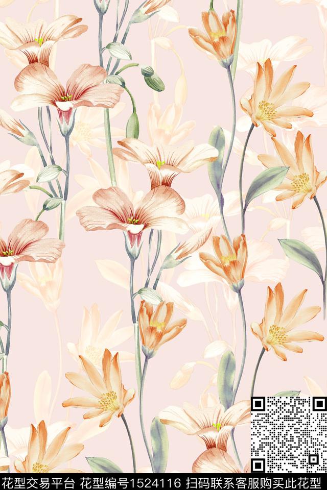花卉小清新小碎花数码印花华亿平台下载（图片编号: 1524116） - 瓦栏（Walan）