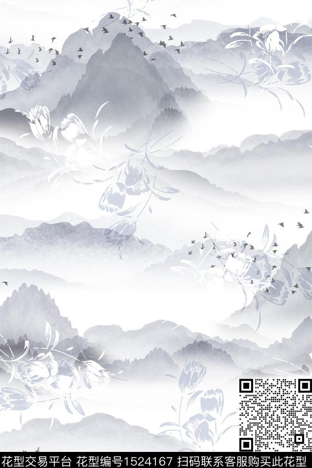 旗袍真丝中国风数码印花华亿平台下载（图片编号: 1524167） - 瓦栏（Walan）