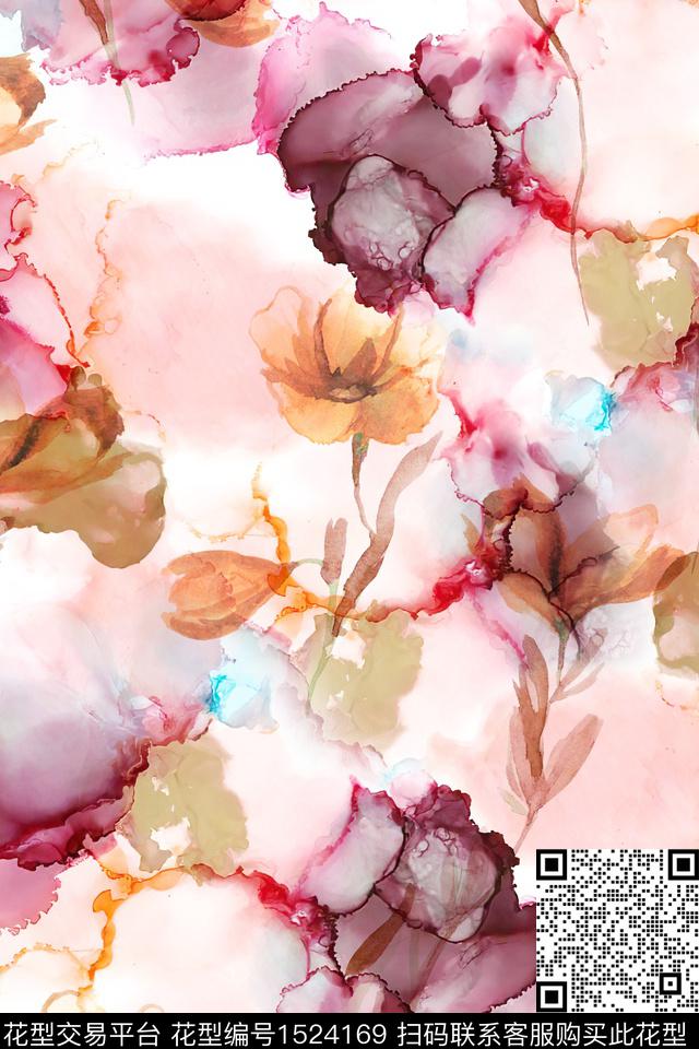 肌理抽象真丝数码印花华亿平台下载（图片编号: 1524169） - 瓦栏（Walan）