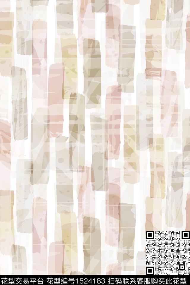 色块线条抽象数码印花华亿平台下载（图片编号: 1524183） - 瓦栏（Walan）