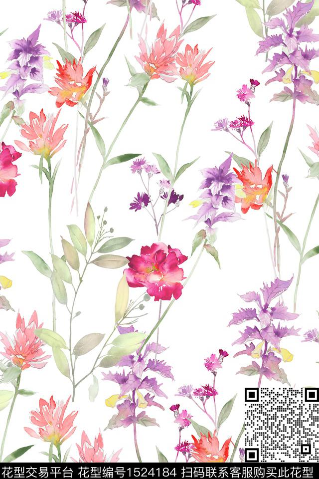 花卉小清新小碎花数码印花华亿平台下载（图片编号: 1524184） - 瓦栏（Walan）