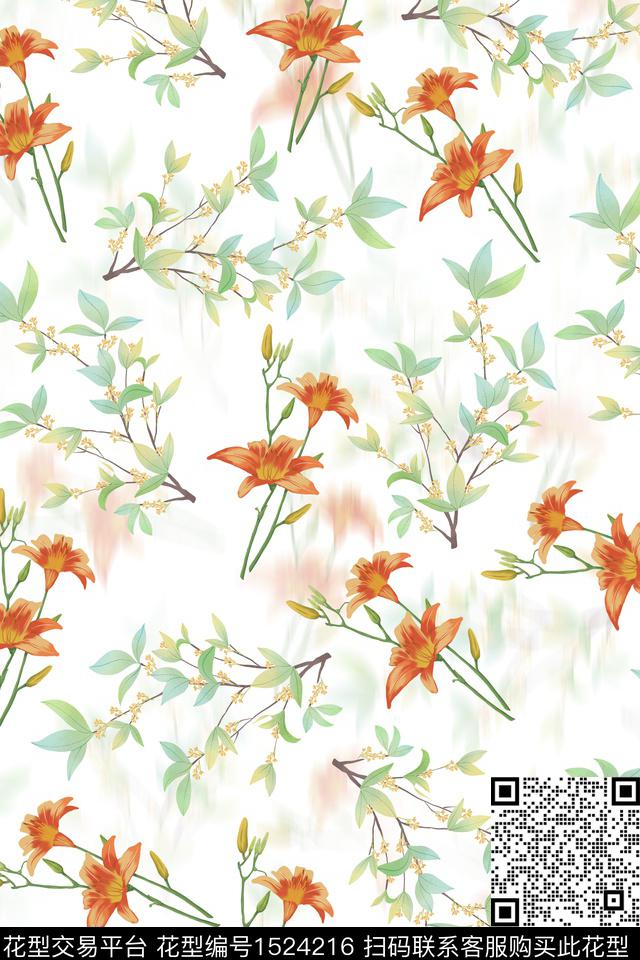 绿植树叶花卉数码印花华亿平台下载（图片编号: 1524216） - 瓦栏（Walan）