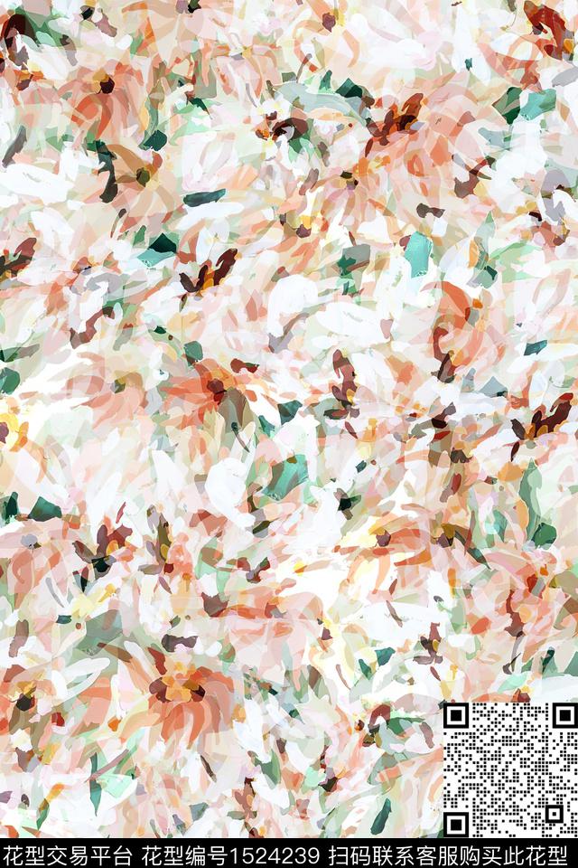 色块女装抽象数码印花华亿平台下载（图片编号: 1524239） - 瓦栏（Walan）