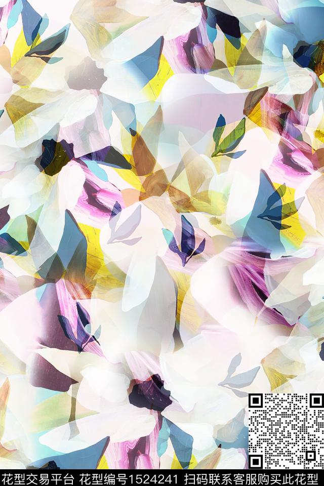 色块女装抽象数码印花华亿平台下载（图片编号: 1524241） - 瓦栏（Walan）