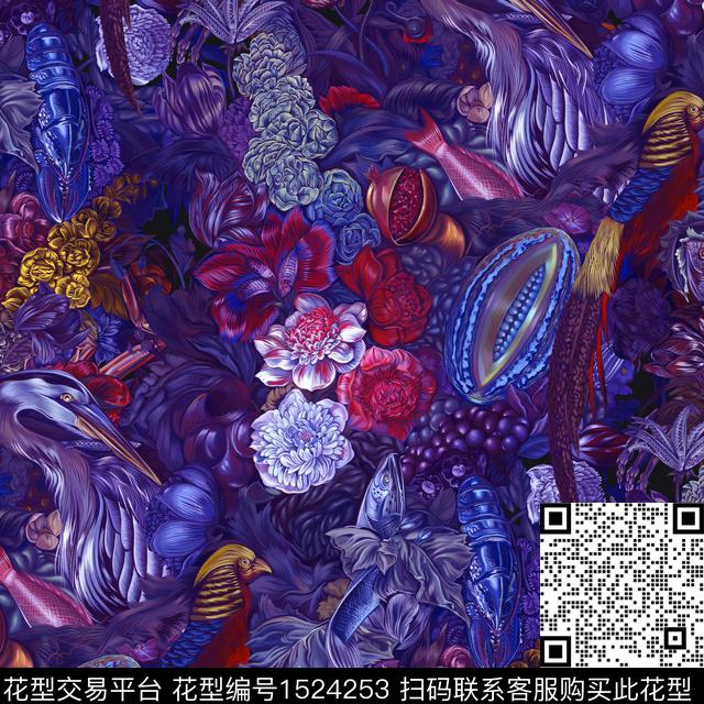 鸟中老年复古数码印花华亿平台下载（图片编号: 1524253） - 瓦栏（Walan）