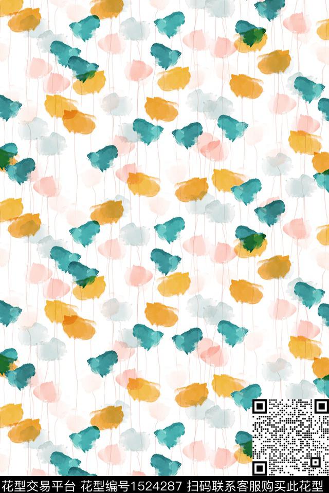 抽象花卉大牌风抽象数码印花华亿平台下载（图片编号: 1524287） - 瓦栏（Walan）