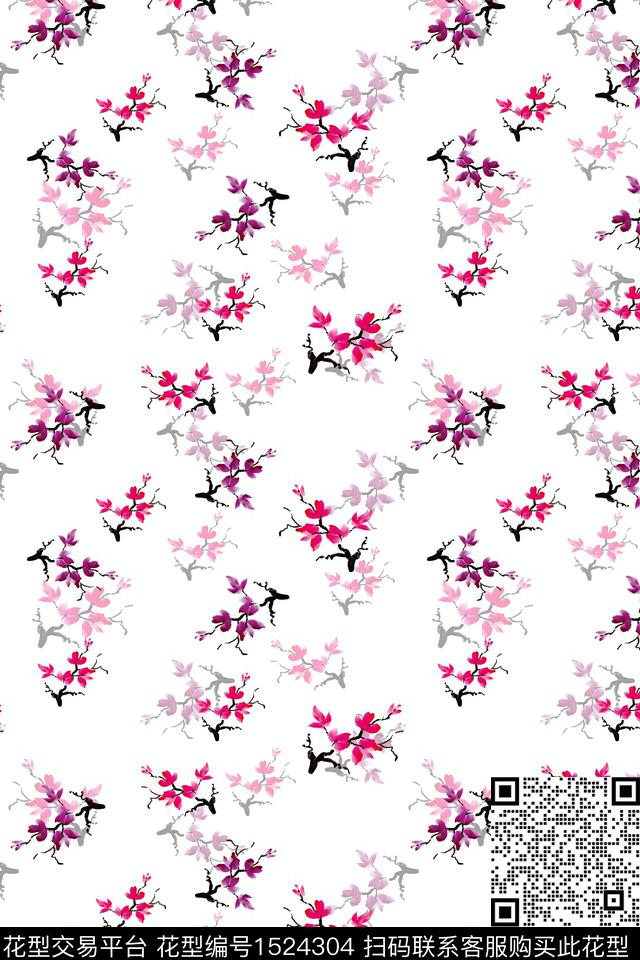花卉小清新小碎花数码印花华亿平台下载（图片编号: 1524304） - 瓦栏（Walan）