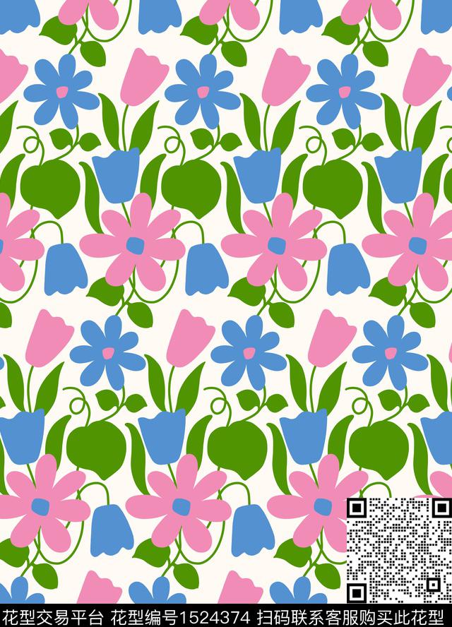 花卉春夏印花2023春夏花卉数码印花华亿平台下载（图片编号: 1524374） - 瓦栏（Walan）