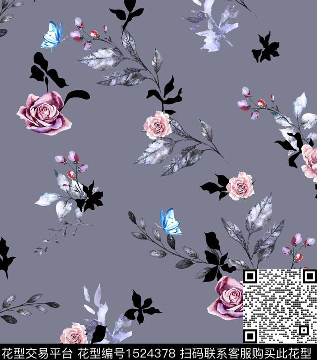 连衣裙女装花卉数码印花华亿平台下载（图片编号: 1524378） - 瓦栏（Walan）