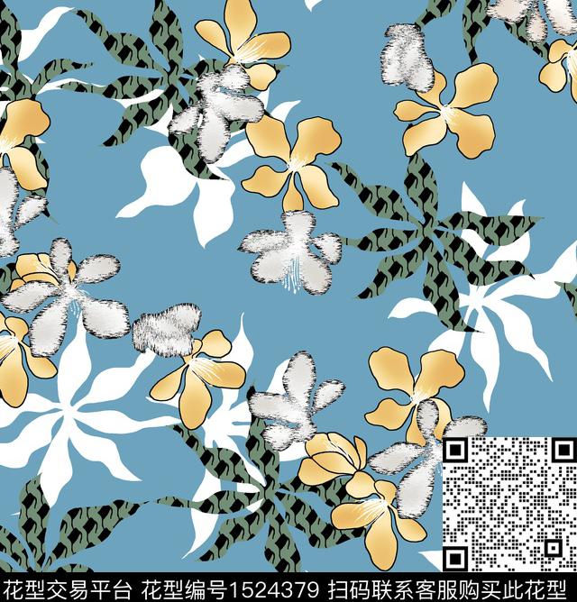 连衣裙女装花卉数码印花华亿平台下载（图片编号: 1524379） - 瓦栏（Walan）