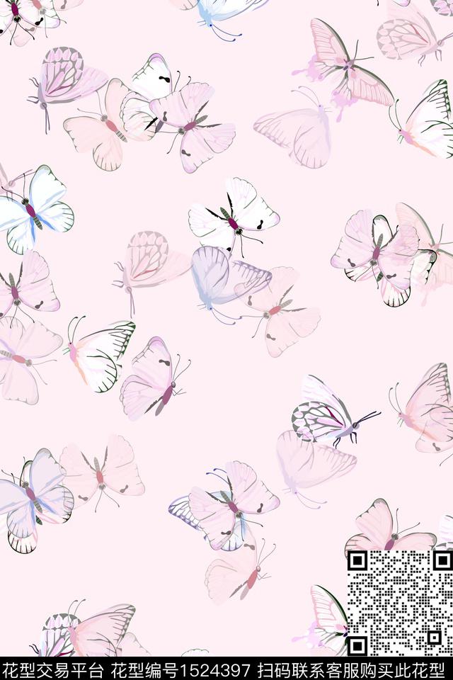 蝴蝶女装小清新数码印花华亿平台下载（图片编号: 1524397） - 瓦栏（Walan）