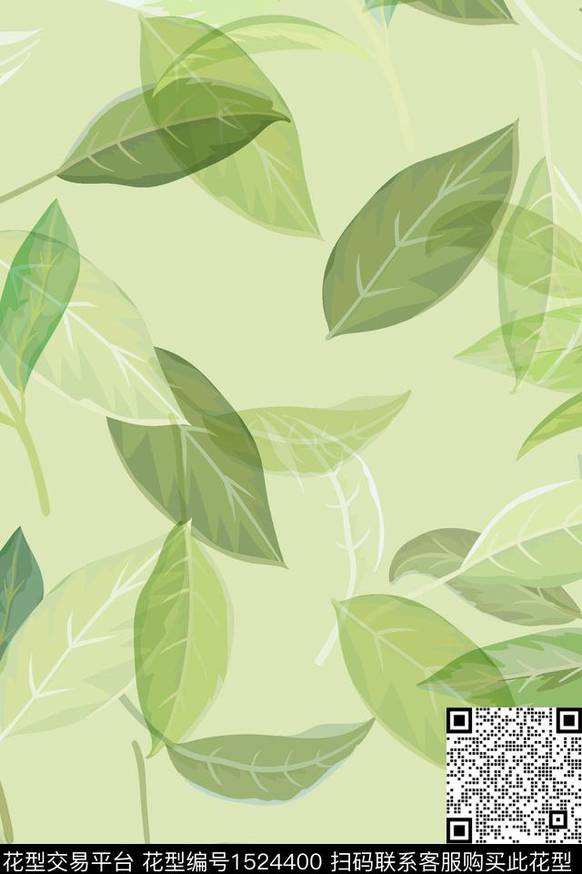 绿植树叶花卉小清新数码印花华亿平台下载（图片编号: 1524400） - 瓦栏（Walan）