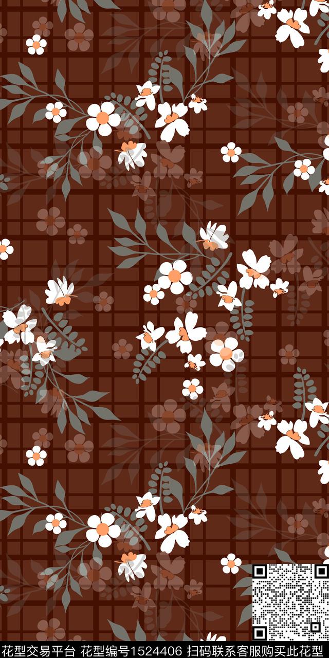 绿植树叶复古花卉数码印花华亿平台下载（图片编号: 1524406） - 瓦栏（Walan）