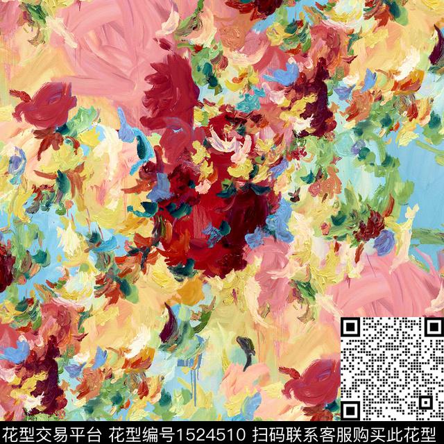 向日葵玫瑰花油画华亿平台数码印花华亿平台下载（图片编号: 1524510） - 瓦栏（Walan）