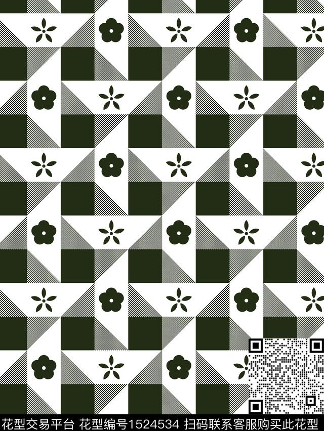 几何大牌风小碎花传统印花华亿平台下载（图片编号: 1524534） - 瓦栏（Walan）