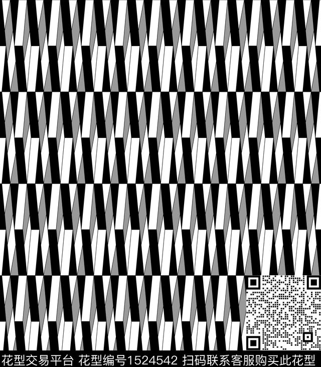 几何休闲黑白传统印花华亿平台下载（图片编号: 1524542） - 瓦栏（Walan）