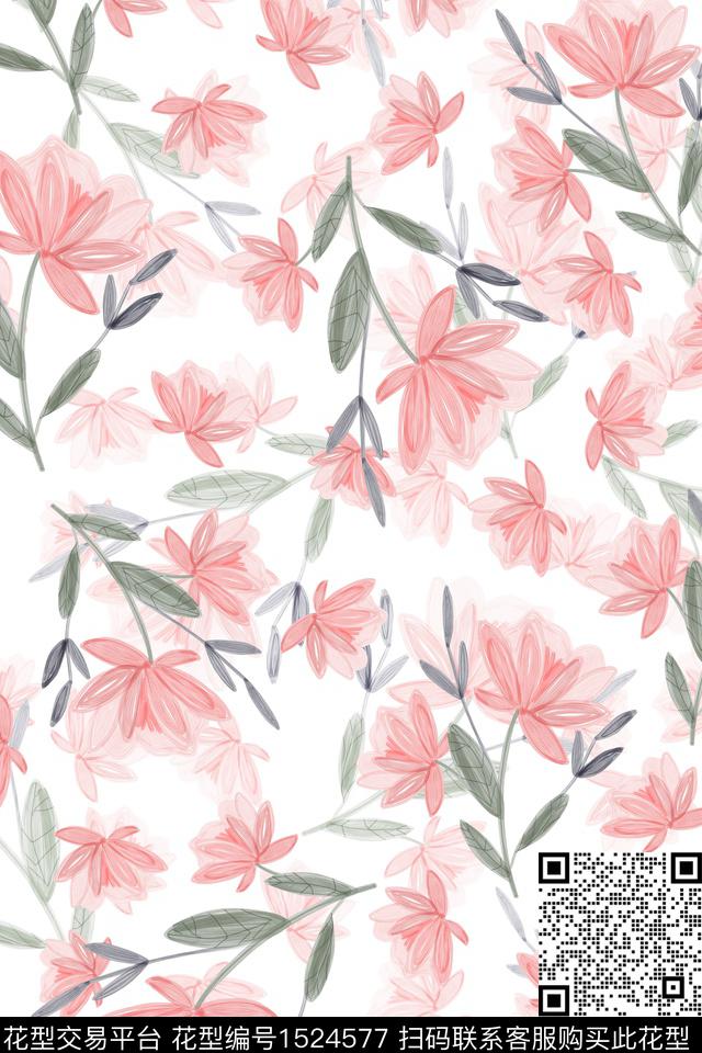 花卉小清新小碎花数码印花华亿平台下载（图片编号: 1524577） - 瓦栏（Walan）