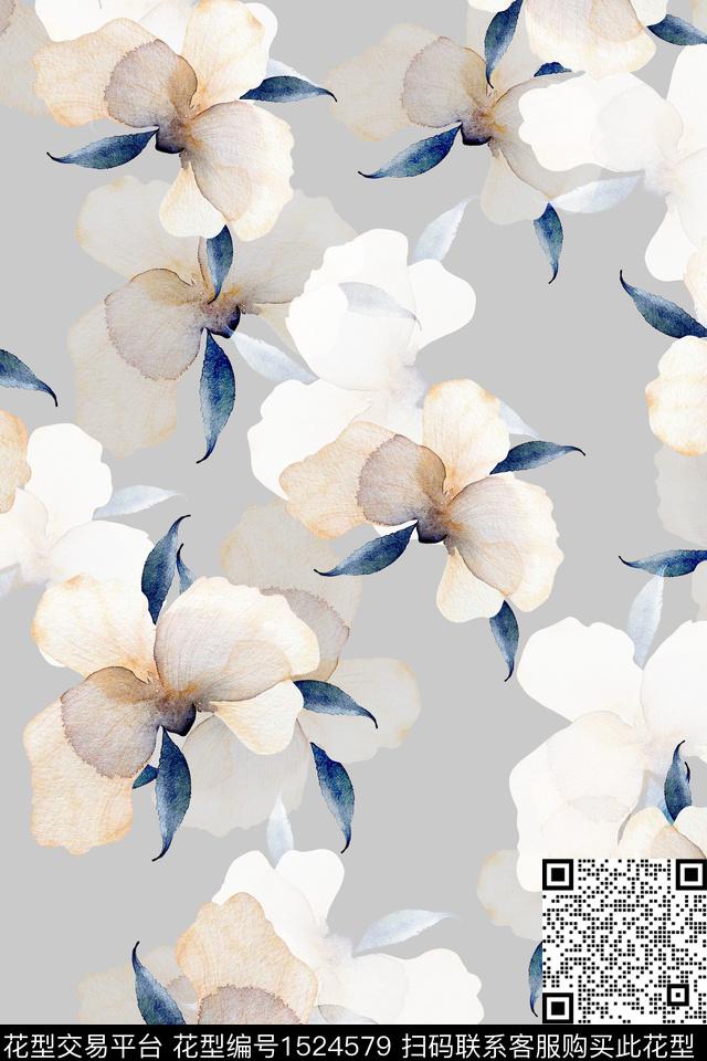 花卉小清新水彩花卉数码印花华亿平台下载（图片编号: 1524579） - 瓦栏（Walan）