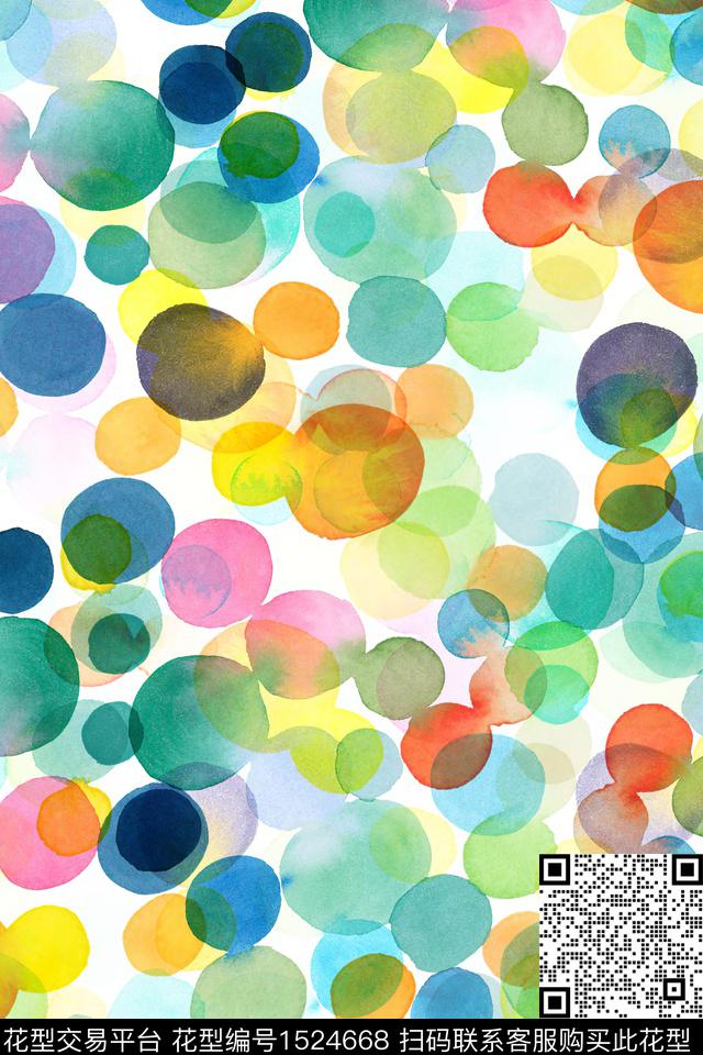 几何抽象水彩数码印花华亿平台下载（图片编号: 1524668） - 瓦栏（Walan）