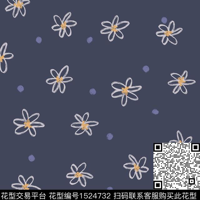 花卉小清新手绘数码印花华亿平台下载（图片编号: 1524732） - 瓦栏（Walan）