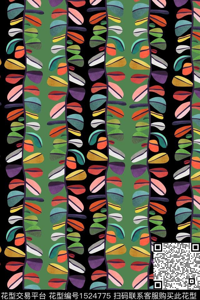 色块民族风条纹数码印花华亿平台下载（图片编号: 1524775） - 瓦栏（Walan）