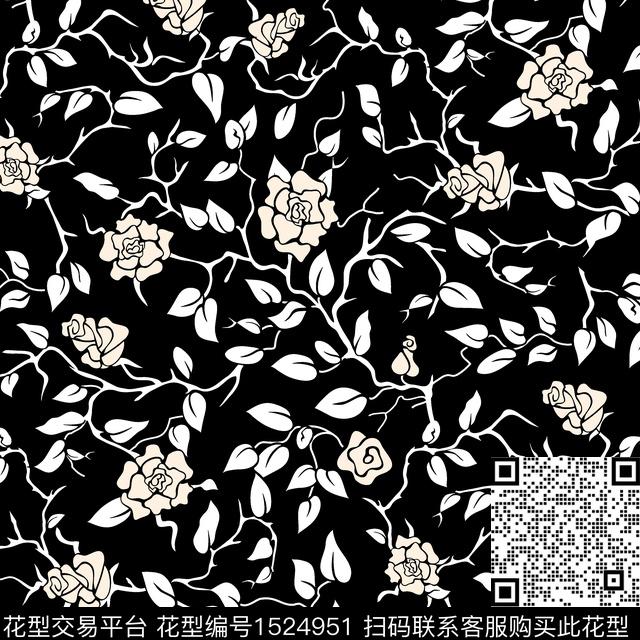 抽象花卉花卉小碎花数码印花华亿平台下载（图片编号: 1524951） - 瓦栏（Walan）